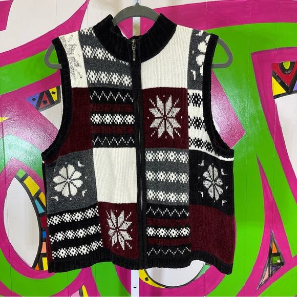 Christopher & Banks, Acrylic Patchwork Style Knit Vest. Size Large. - Picture 1 of 6